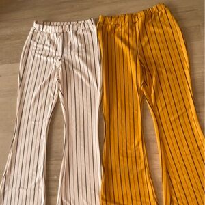 Striped Work Pants in White and Yellow